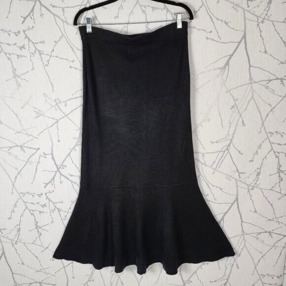 Lauren Vidal Dresses & Skirts - Lauren Vidal Black Wool Angora Blend Knit Pull On Maxi Skirt